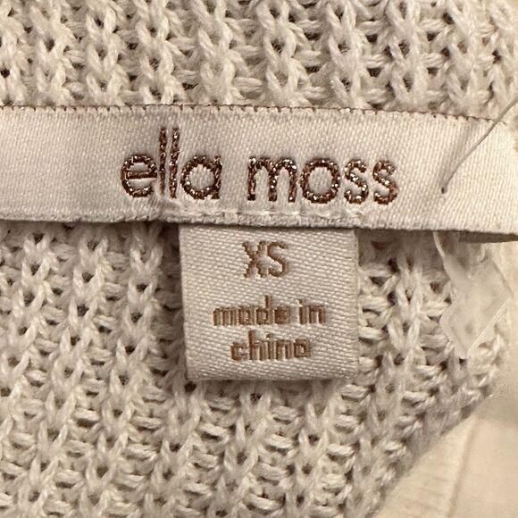 ella moss xs sweater knit v neck lace sleeves hi lo hem cream - Picture 6 of 9